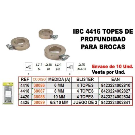 FPLUS ibc finstock  4-416 4 topes profundidad broca  6 , ibc finstock  4-416 4 topes profundidad broca  6