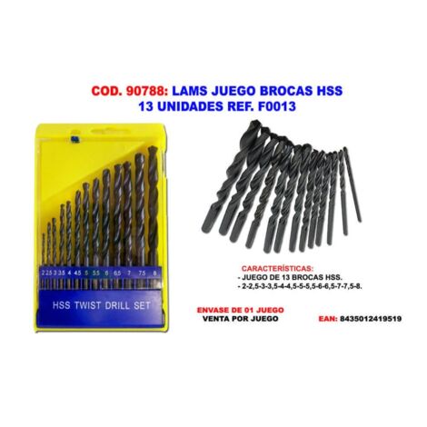 FPLUS lams juego brocas hss 13 unidades f0013 , lams juego brocas hss 13 unidades f0013