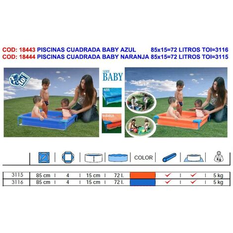 FPLUS piscinas cuadrada baby azul 85x15 72 litros toi 3116