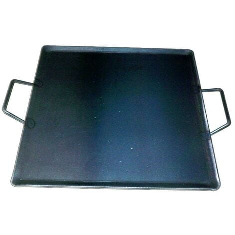 FPLUS plancha asar acero 4 mm con 2 asas de metal 45 x 45 , plancha asar acero 4 mm con 2 asas de metal 45 x 45