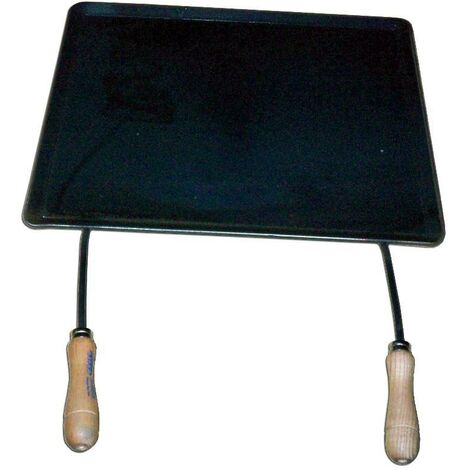FPLUS plancha asar acero 4 mm con 2 mangos de madera 40 x 33