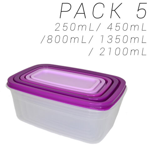 FPLUS plastiken fiambreras multicolor rect. 5p morado 20168-mor