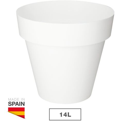 FPLUS plastiken maceta serie tes redonda 32 cm blanca 8632-bla