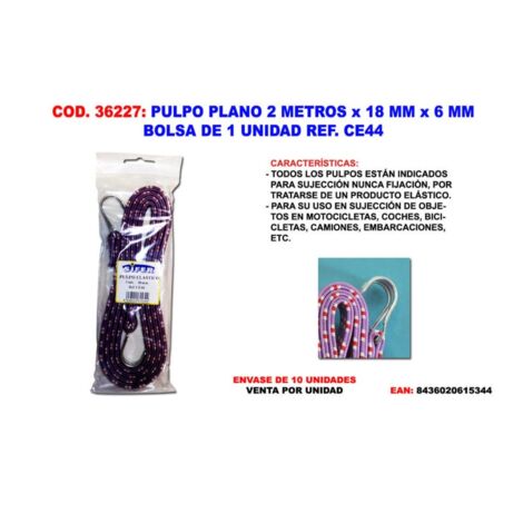 FPLUS pulpo plano 2 metros x 18 mm x 6 mm ce44 bolsa 1 und ce08