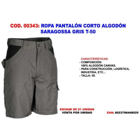 FPLUS ropa finstock pantalon corto algodon saragossa gris t-50