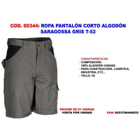 FPLUS ropa finstock pantalon corto algodon saragossa gris t-52