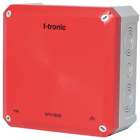 FR-Abzweigkasten, Ausbrechöffnungen IP66, grau/rot - 180 x 180 x 93 mm