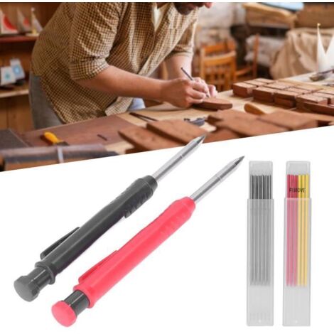 FRA - Crayon de menuisier Kit d\'outils de marqueur de crayon de charpentier 14 pièces avec recharges rouge noir jaune pour le