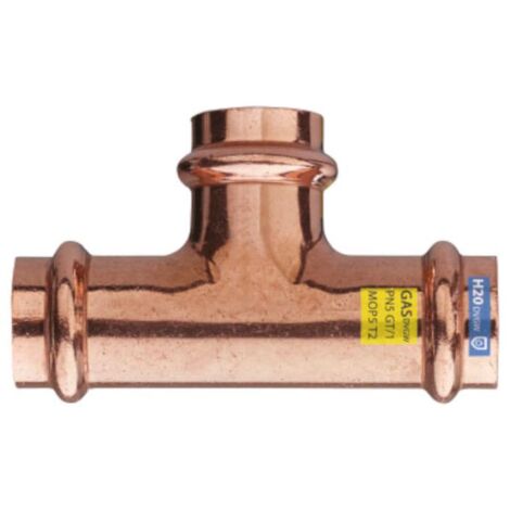 FRABO Pressfitting Kombi T-Stück gleichseitig, I/I/I, 12mm, Gas Wasser, V Kontur