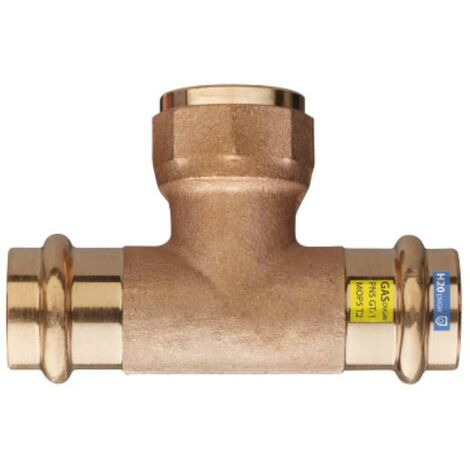 FRABO Pressfitting Kombi T-Stück mit Innengewinde, 28 x 1/2 x 28mm, Gas Wasser, V Kontur