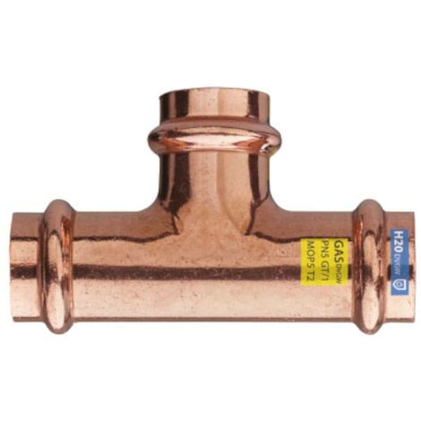 FRABO Pressfitting Kombi T-Stück reduziert I/I/I, 15 x 12 x 15mm, Gas Wasser, V Kontur