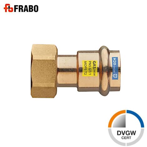 FRABO Verschraubung, Schwenkmutter flachdichtend, 15mm x 1/2" ÜW, Rotguss, Gas Wasser