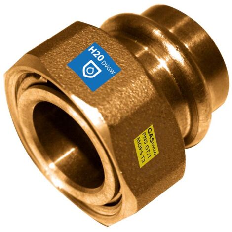 FRABO Verschraubung, Schwenkmutter flachdichtend, 22mm x 3/4" ÜW, Rotguss, Gas Wasser