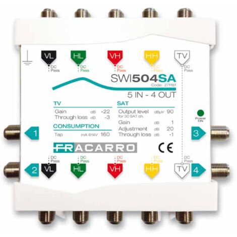Fracarro cascade multiswitch 5 entrées 4 sorties dérivées - 271161