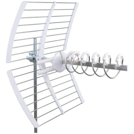 UHF Spiralantenne mit F-Anschluss – Loop-Yagi-Technologie – Integrierter 5G/4G LTE-Filter – Hoher Gewinn und Richtwirkung – Werkzeuglose Montage – Fracarro