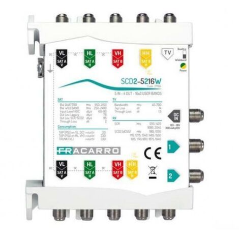 Fracarro Multiswitch SCD2-5216W 5 Entradas y WB 2 Salidas 271184
