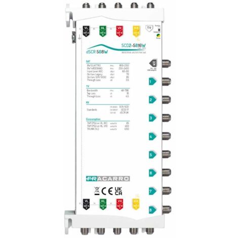 Fracarro multiswitch scd2-5816w 5 entradas y 8 salidas 271179