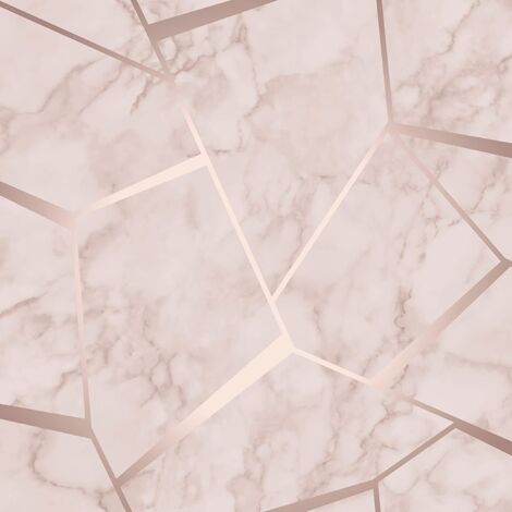 Fractal Marble Wallpaper Granite Cloudy Metallic Rose Gold Luxury Fine Decor