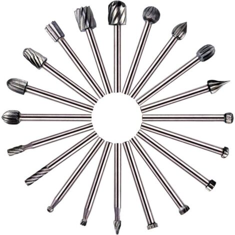 Fräser-Set – 20 HSS-Fräser für Holzbearbeitung mit 3-mm-Schaft, passend für Dremel/Rotationswerkzeuge, ideal für Heimwerkerarbeiten und Gravuren.