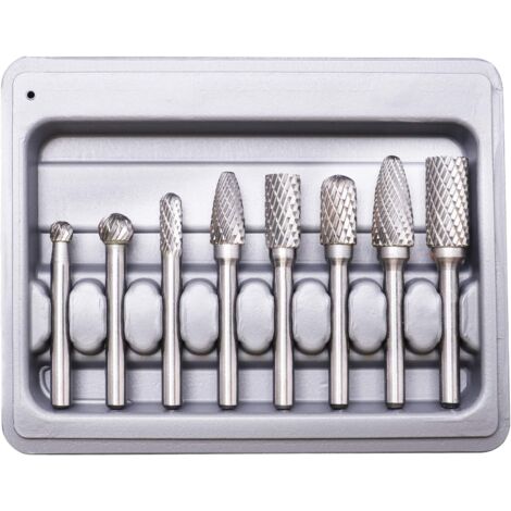 Frässtifte, Doppelschnitt-Wolframfräser, 8-teiliges Doppelschnitt-Wolframstahl-Vollhartmetall-Frässtift-Set, 6-mm-Schaft für elektrische Bohrmaschinen-Rotationswerkzeuge