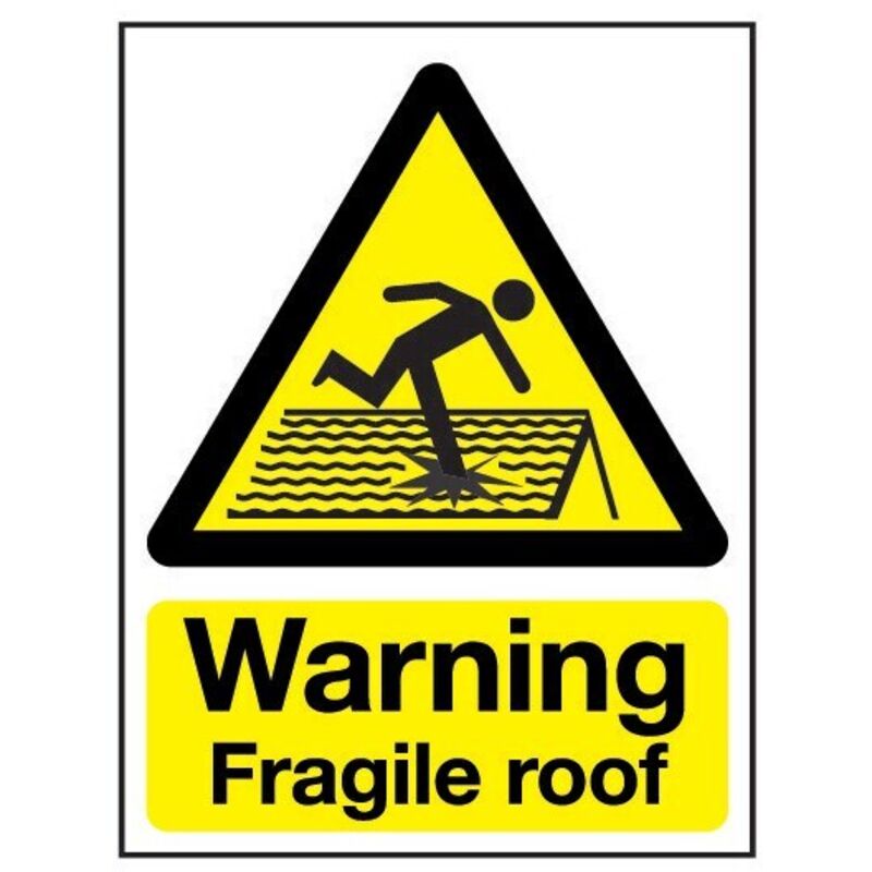 Sitesafe - Fragile Roof Rigid pvc Warning Sign - 297 x 420mm