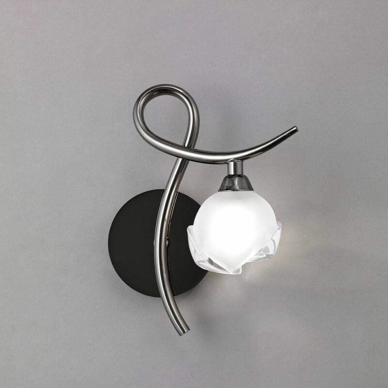 09diyas - Fragma Right wall light with switch 1 Bulb G9, black chrome
