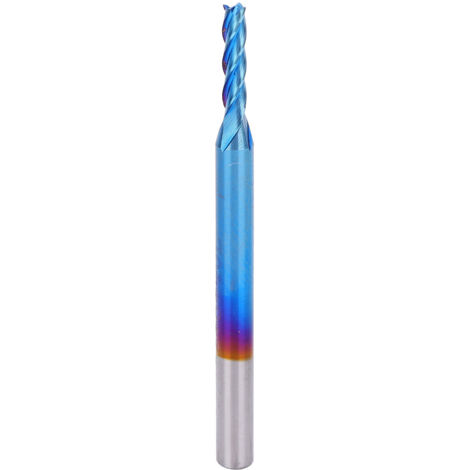 Fraise à 4 dents en acier au tungstène avec revêtement NanoBlue, poignée droite pour fraisage CNC (3,175 x 2 x 8)