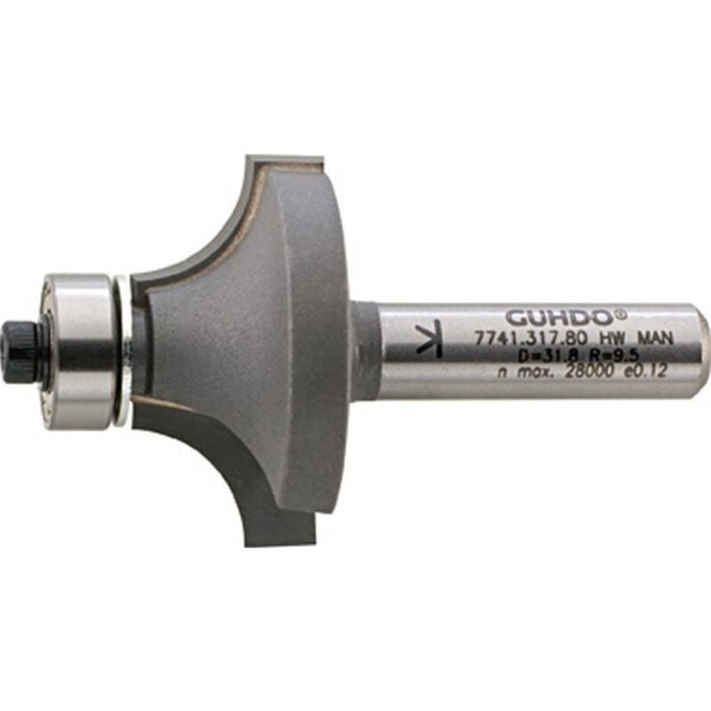 Guhdo - Fraise à arrondir, outil à bois, ø : 16,7 mm, Rayon 2,0 mm, Long. utile 7,7 mm, Long. totale : 51,0 mm