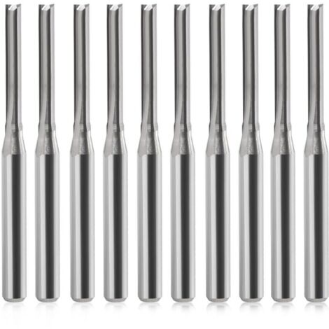 Fraise à bois CNC à double tranchant, 3,175 mm × 2 mm × 15 mm, queue cylindrique, 10 pièces – pour fraiseuse à commande numérique, travail du bois et usinage précis