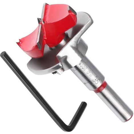 Fraise à Bois D'encastrement, Ø35 mm Foret Bois Positionnement Ajustable, Scie Trépan au Carbure Cémenté avec Butée de Profondeur (Plage de Profondeur 1040 mm)