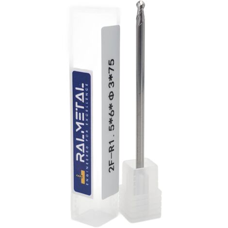 Fraise à bout sphérique en carbure monobloc pour aluminium R1,5 x 6 x 3D x 75