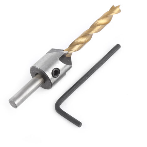Fraise à chanfreiner 6mm pour bois, mèche hexagonale avec clé, outil de menuiserie pour perçage