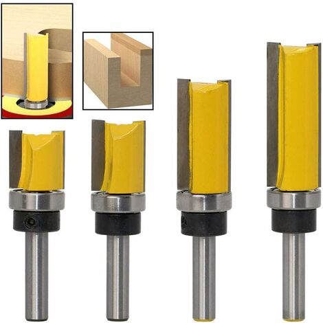 Fraise à Copier, Fraise pour affleurer droite Queue 6.35 mm, Outils de Fraisage de Menuiserie Bricolage Guazhuni 4 Pièces