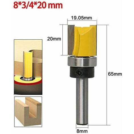 Fraise à copier, Routeur de Fraise à Bois queue 8mm lame 20mm en Acier Allié Haute Qualité pour travail du bois Massif/Panneau de Particules/ MDF à la main, jaune (83/420mm)