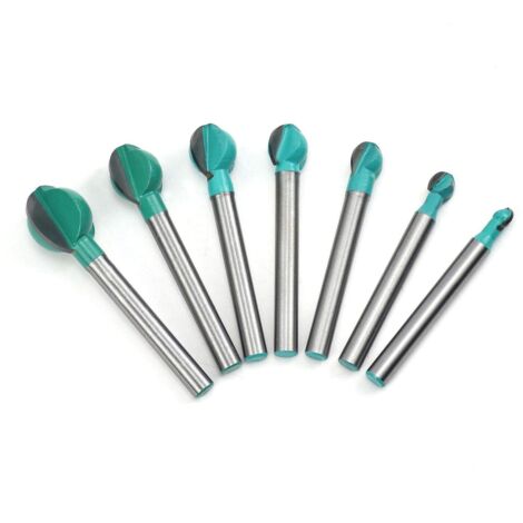 Fraise à Fond Rond Bois, 7PCS 6 mm Tige 6/8/10/12/14/16/19 mm Routeur Core Box Bits, Fraise à Rainurer pour Défonceuse Outil de Coupe Bit de Routeur
