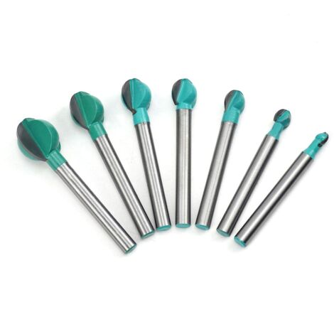 Fraise à Fond Rond Bois, 7PCS 6 mm Tige 6/8/10/12/14/16/19 mm Routeur Core Box Bits, Fraise à Rainurer pour Défonceuse Outil de Coupe Bit de Routeur