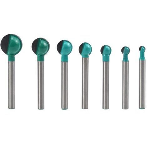 Fraise à Fond Rond Bois, 7PCS 6 mm Tige 6/8/10/12/14/16/19 mm Routeur Core Box Bits, Fraise à Rainurer pour Défonceuse Outil de Coupe Bit de Routeur