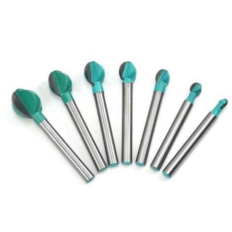 Fraise à Fond Rond Bois, 7PCS 6 mm Tige 6/8/10/12/14/16/19 mm Routeur Core Box Bits, Fraise à Rainurer pour Défonceuse Outil de Coupe Bit de Routeur
