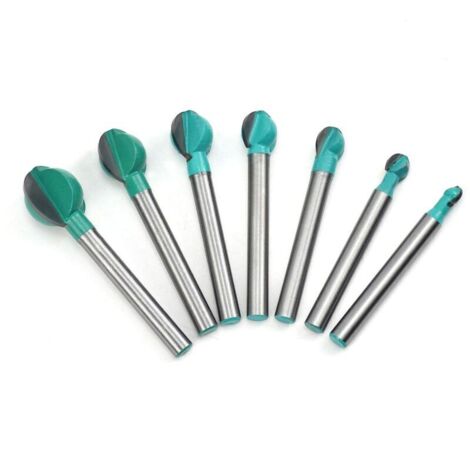 Fraise à Fond Rond Bois, 7PCS 6 mm Tige 6/8/10/12/14/16/19 mm Routeur Core Box Bits, Fraise à Rainurer pour Défonceuse Outil de Coupe Bit de Routeur