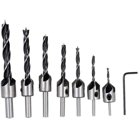 Fraise à fraiser 7 pièces HSS 5 cannelures ensemble de fraisage tournevis alésoir bois métal aluminium plastique fraise outil de forage 3-10mm