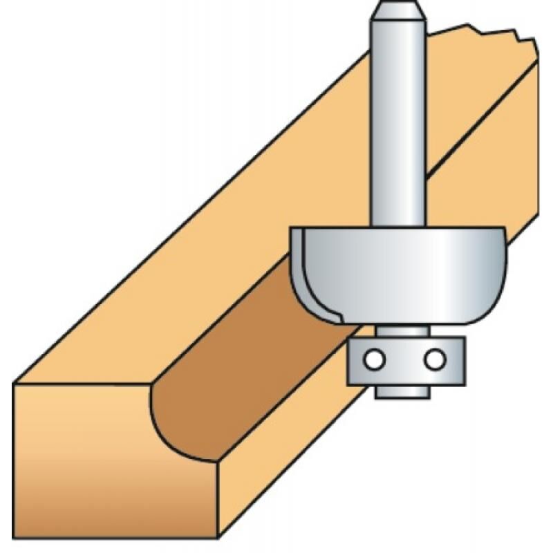 Fraise à gorges avec guide à billes, queue 8, diamètre 32 mm, rayon 10 mm - Leman