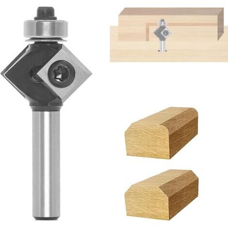 Fraise à plan,Fraise à chanfreiner à plaques réversibles, lame interchangeable sur 4 côtés, tige 8 mm, diamètre 27 mm,angle 45°, avec roulement à billes, pour bois, fraise à aplatie, fraise