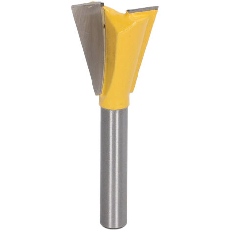 Fraise à queue d'aronde 6mm, tige 1/4", coupe précise pour rainurage bois, outil de menuiserie efficace.