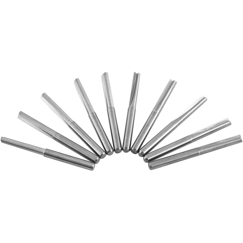 Kkmoon - Fraise à rainure droite à Double tranchant, diamètre de tige de 3.175mm, longueur de lame de 17mm, longueur totale de 38mm, ensemble de 10
