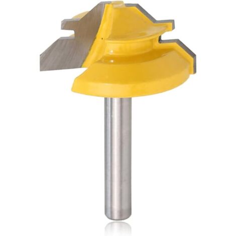 Fraise à rainurer 45° à onglet en carbure - tige 8mm bois - bits routeur pour menuiserie meuble - jaune