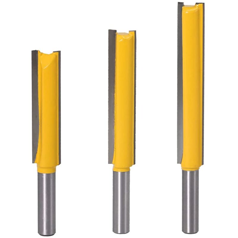 Fei Yu - Fraise à rainurer 8 mm, 3 pièces de coupe extra longue coupe droite jeu de mèches de routeur rainure en bois jeu de mèches de routeur droite