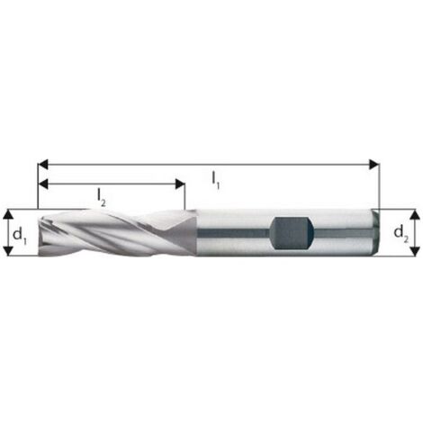Fraise à rainurer courte, type N, en acier à coupe rapide à 8% de cobalt, sans revêtement, Ø d1 - e8 : 5,0 mm, Long. totale l1 57 mm