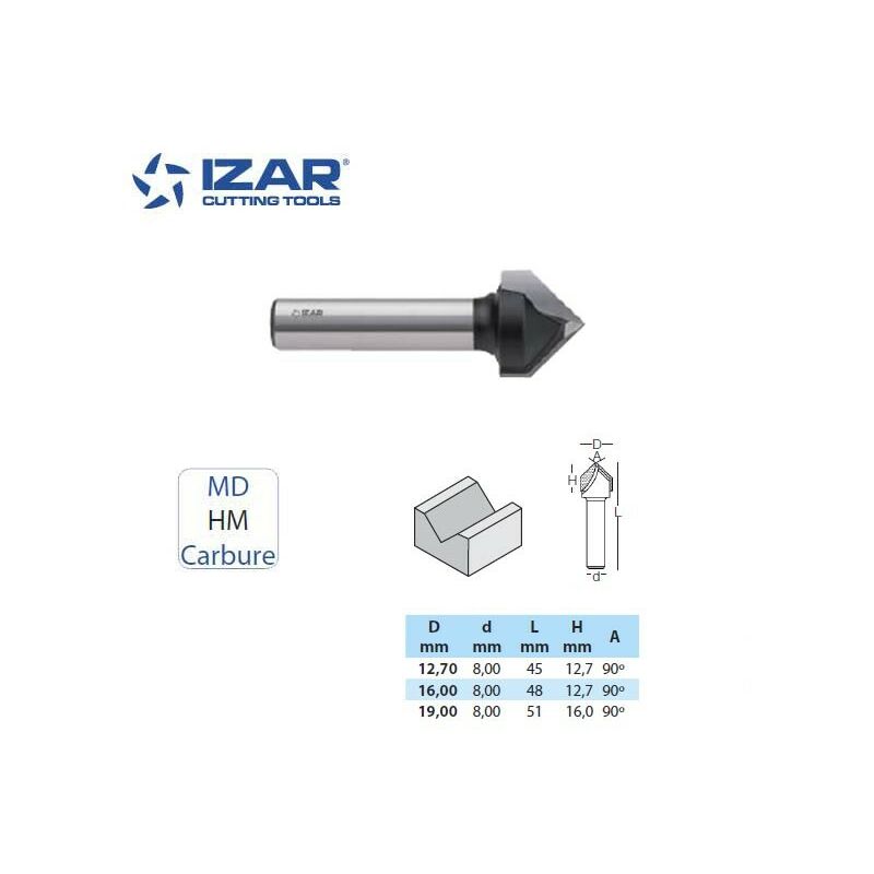 Izar - fraise à rainurer en v en carbure 12.7mm