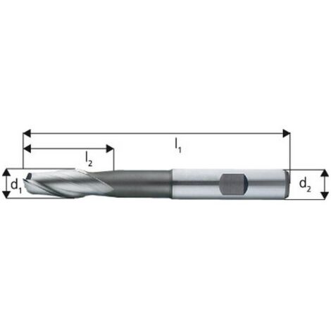 Fraise à rainurer longue, type N, en acier à coupe rapide à 8% de cobalt, sans revêtement, Ø d1 - e8 : 4,5 mm, Long. totale l1 63 mm