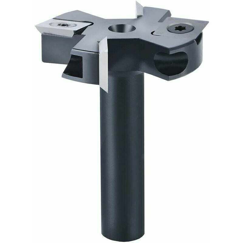 Alovez - Fraise à Surfacer 12 mm Tige 45 mm Diamètre de Coupe avec 2+2 Inserts Fraise a Bois Defonceuse Fraise a Raboter Fraise Surfacage